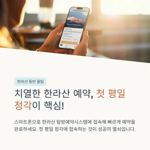 스마트폰으로 한라산 탐방예약시스템에 접속한 모습