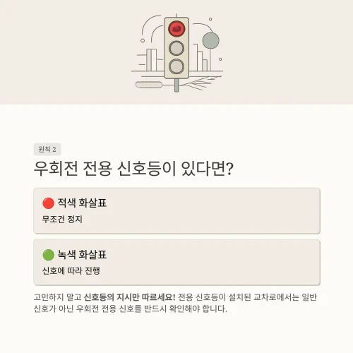 적색 화살표가 켜진 우회전 전용 신호등