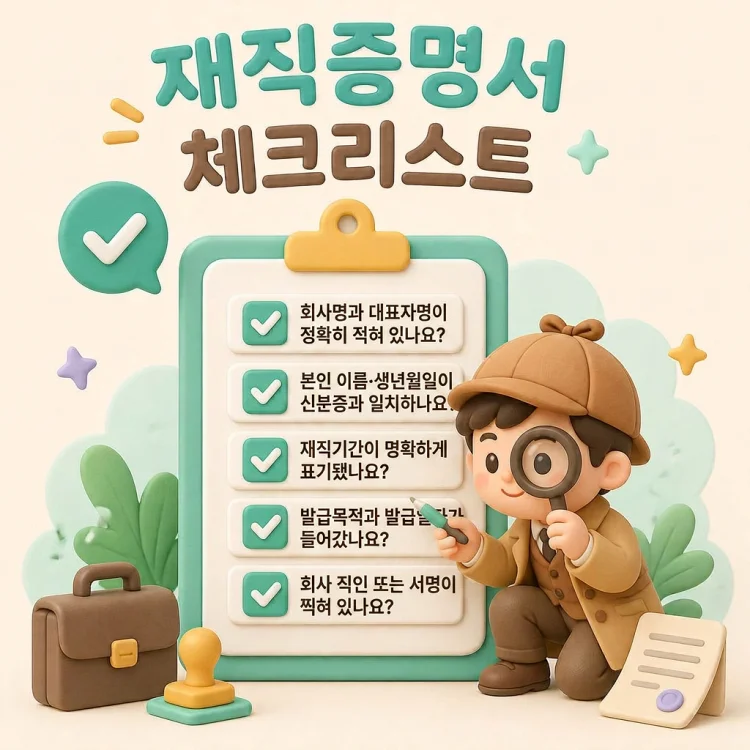 재직증명서 필수 항목 체크리스트 이미지