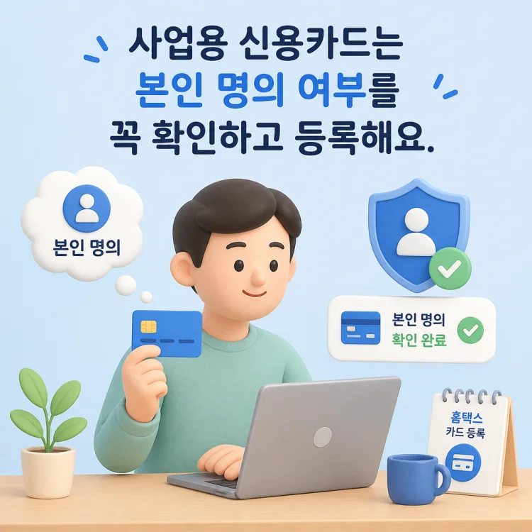 개인사업자가 사업용 신용카드를 홈택스에 등록하는 과정 이미지