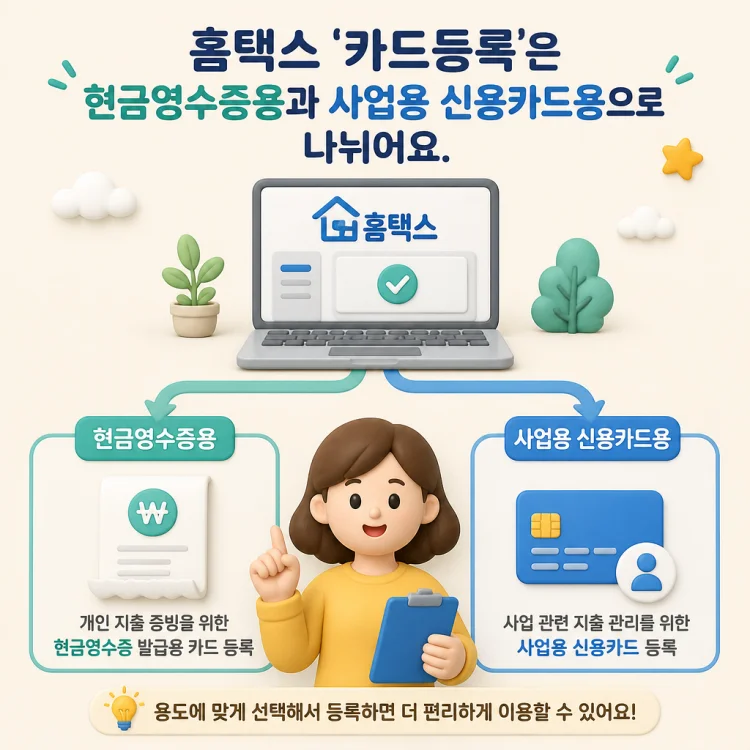홈택스 카드등록 두 종류를 비교하는 안내 이미지