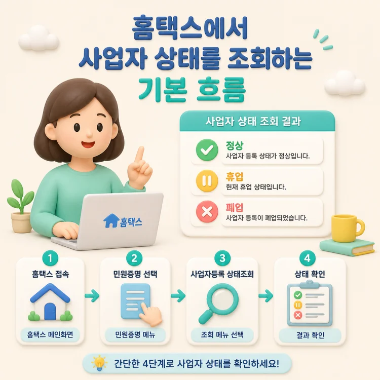 홈택스 사업자등록 상태조회 단계 안내 이미지
